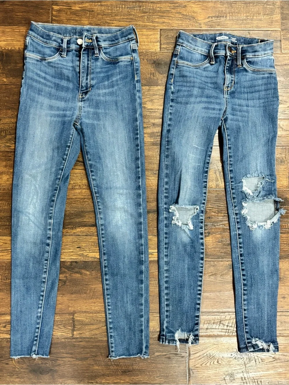 Old Navy Girls' Blue Skinny Jeans Duo - Clean & Distressed